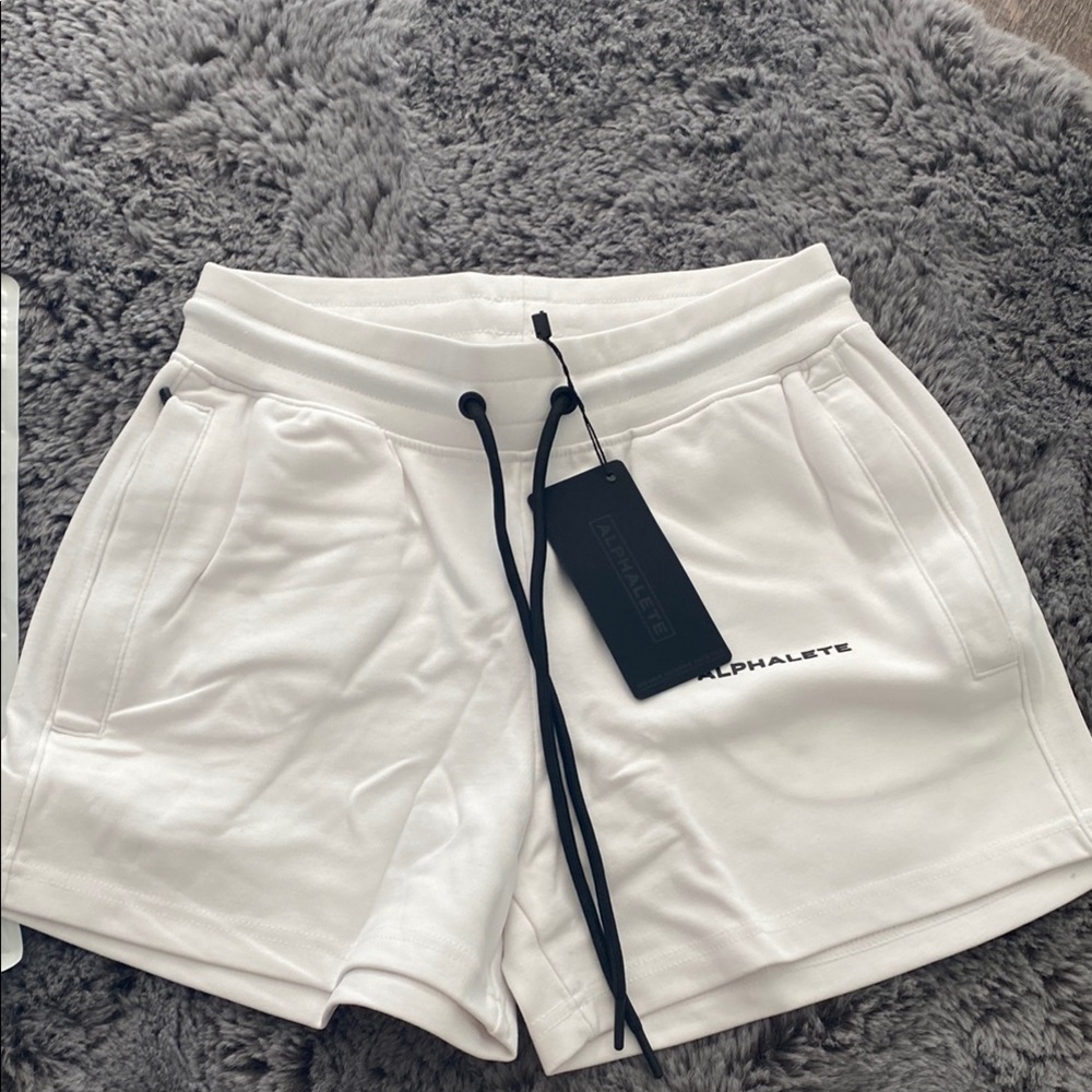 Alphalete White Athletic Shorts with Elastic Waistband